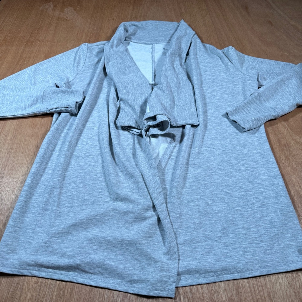 Apana Cardigan Wrap Women Large Grey Draped Open Front Thumbhole Athleisure